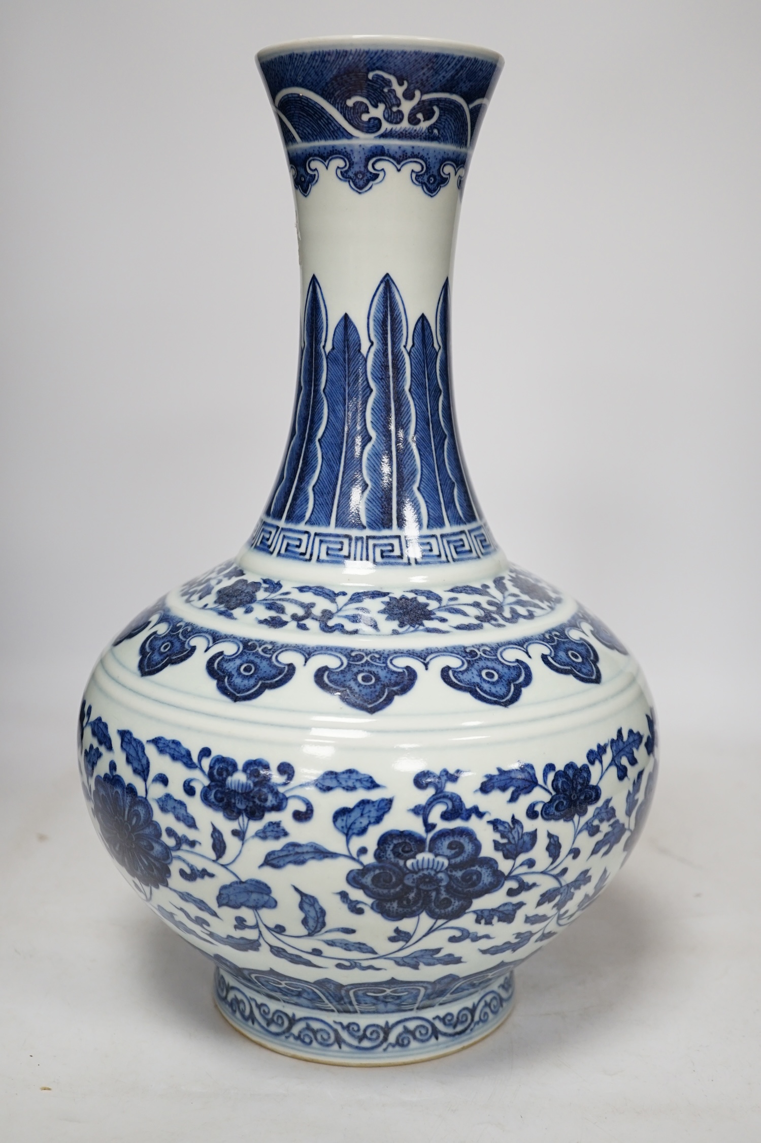 A Chinese blue and white porcelain vase, 38cm high. Condition - good